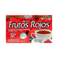 Caja roja de Té de Frutos Rojos GN+Vida con 30 sobres de 3 g, ilustración de taza y frutos rojos, sobre fondo blanco