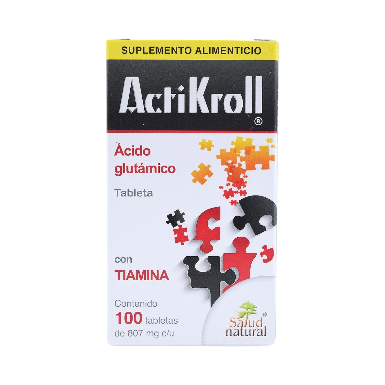 ActiKroll Ácido Glutámico con Tiamina 100 Tabletas | Memoria y Concentración