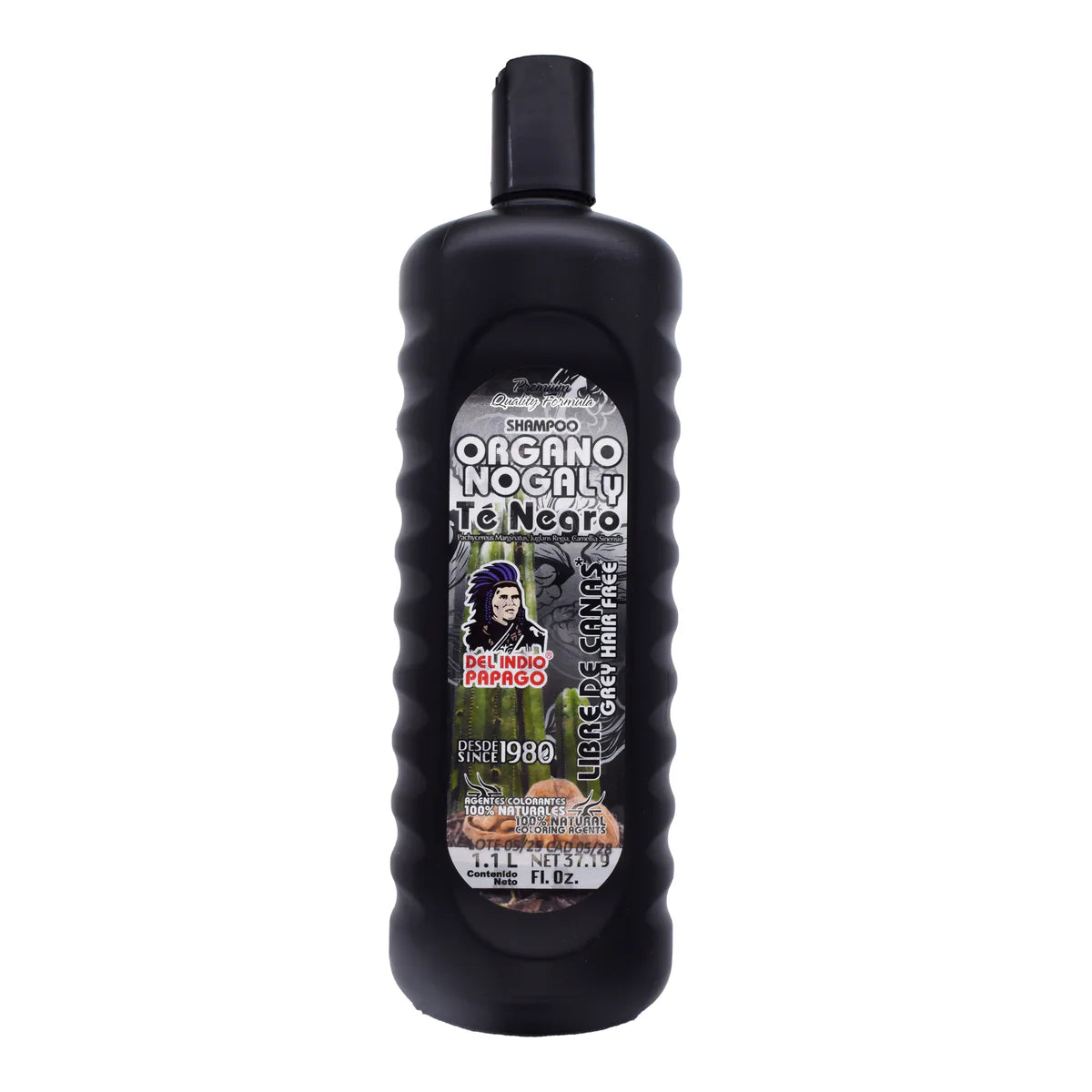 Shampoo Del Indio Papago Organo Nogal y Té Negro - Libre de Canas 1.1L