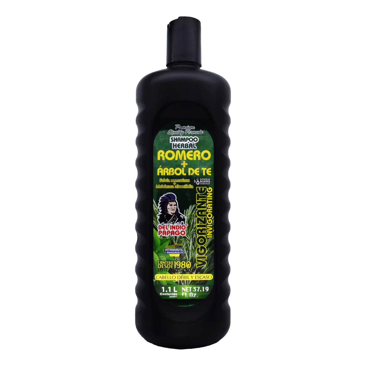 Shampoo Del Indio Papago Romero y Árbol de Té - Vigorizante para Cabello Débil 1.1L