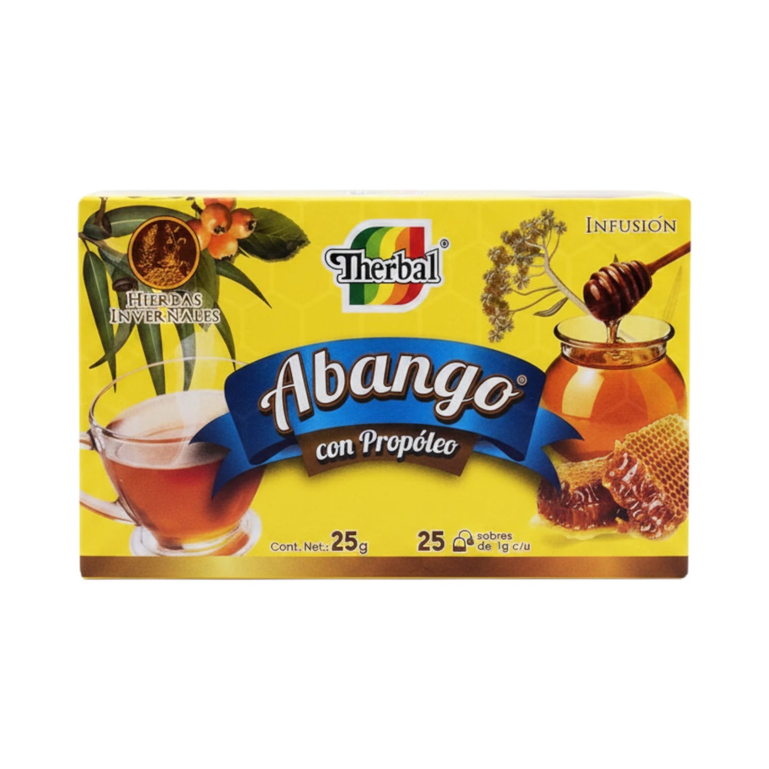 Abango con Propóleo Therbal, hierbas para infusión, 25 sobres de 1g c/u.