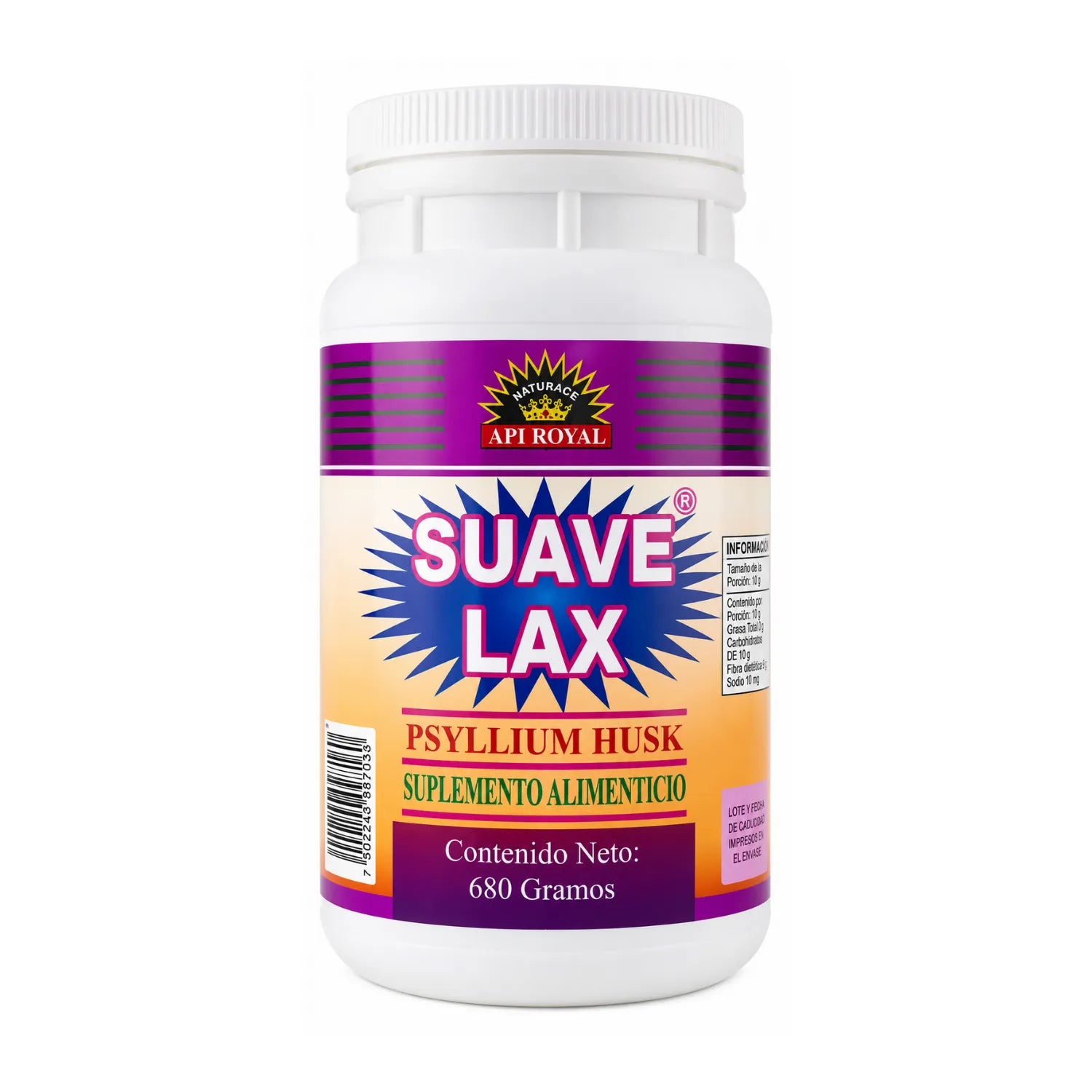 Suave Lax: Fibra Natural para la Digestión y Limpieza Intestinal Psyllium Husk (680g)