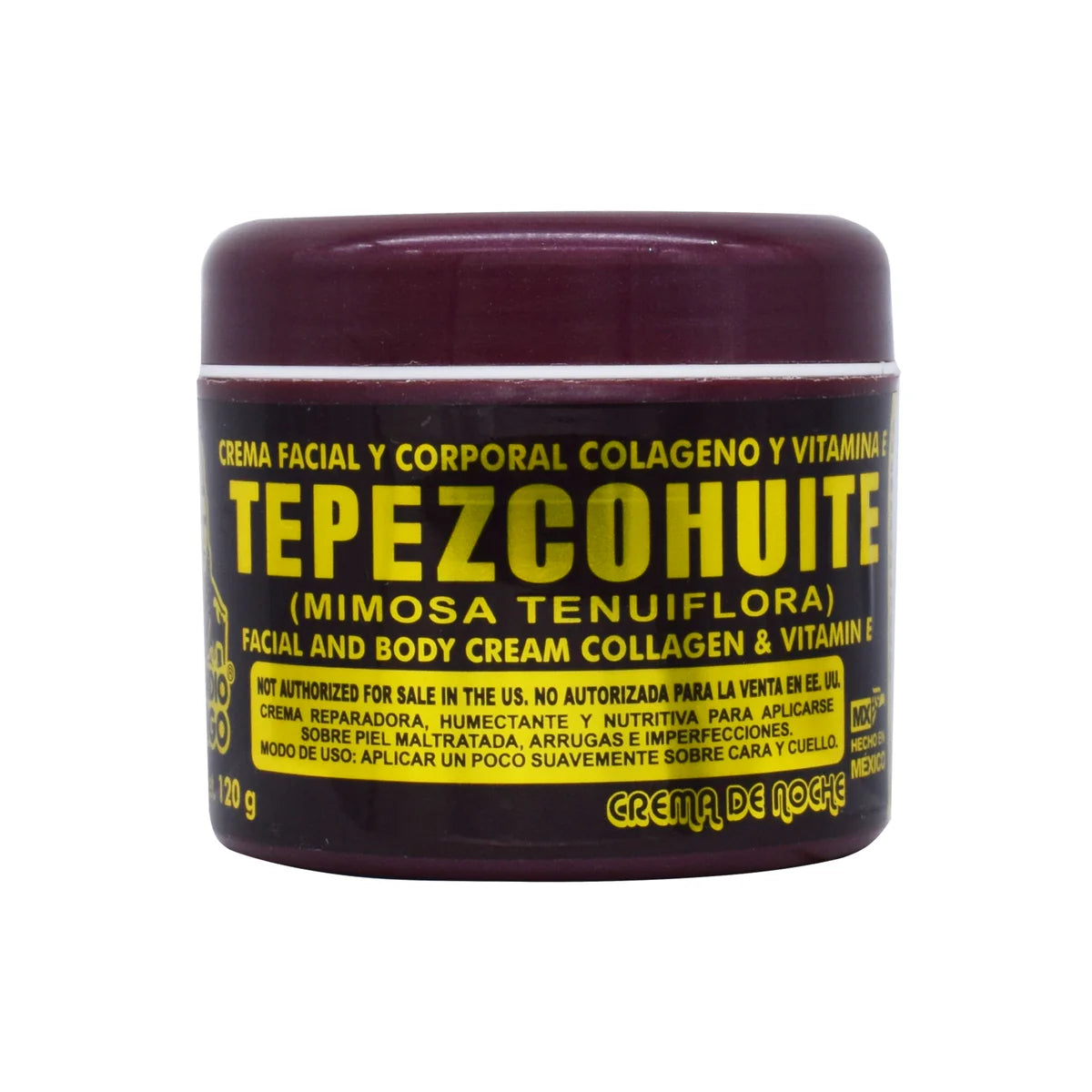 Crema Facial y Corporal Tepezcohuite - Colágeno y Vitamina E - Regeneradora 120g