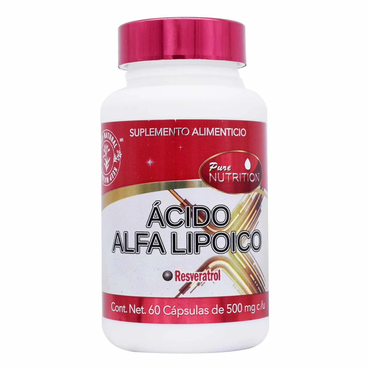 Ácido Alfa Lipoico con Resveratrol Pure Nutrition - Antioxidante Natural - 60 Cápsulas