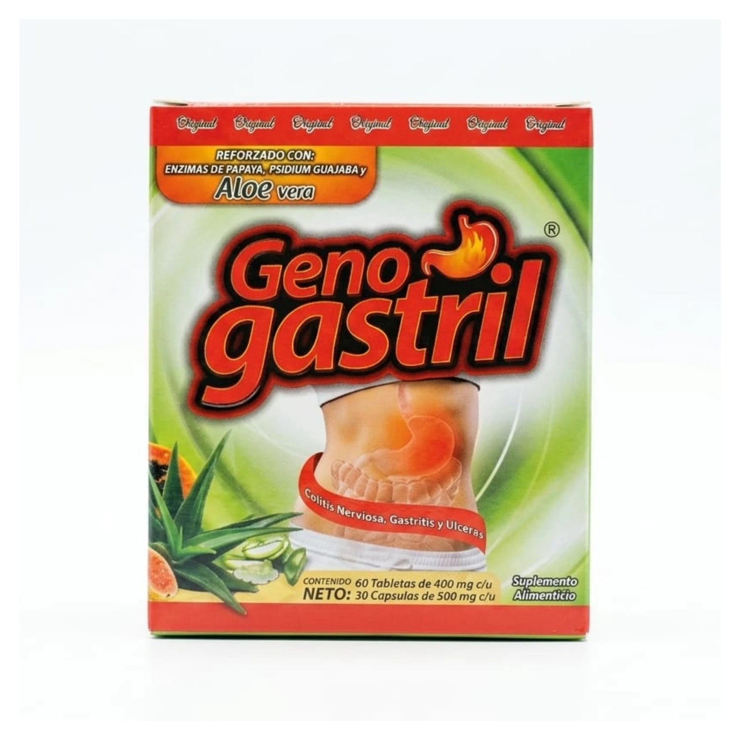 Geno Gastril: Suplemento c/ Enzimas de Papaya y Aloe Vera