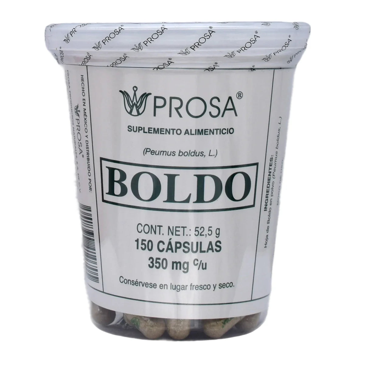 Boldo Prosa 150 Cápsulas | Auxiliar Digestivo y Hepático Natural