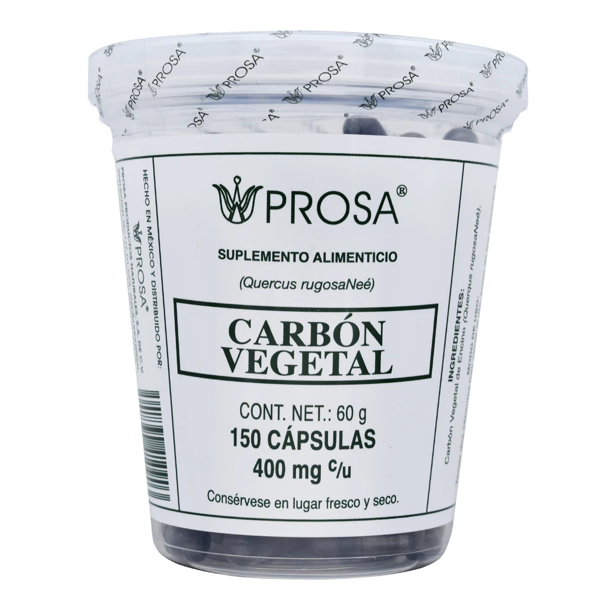 Carbón Vegetal Prosa 150 Cápsulas | Desintoxicante y Antiflatulento