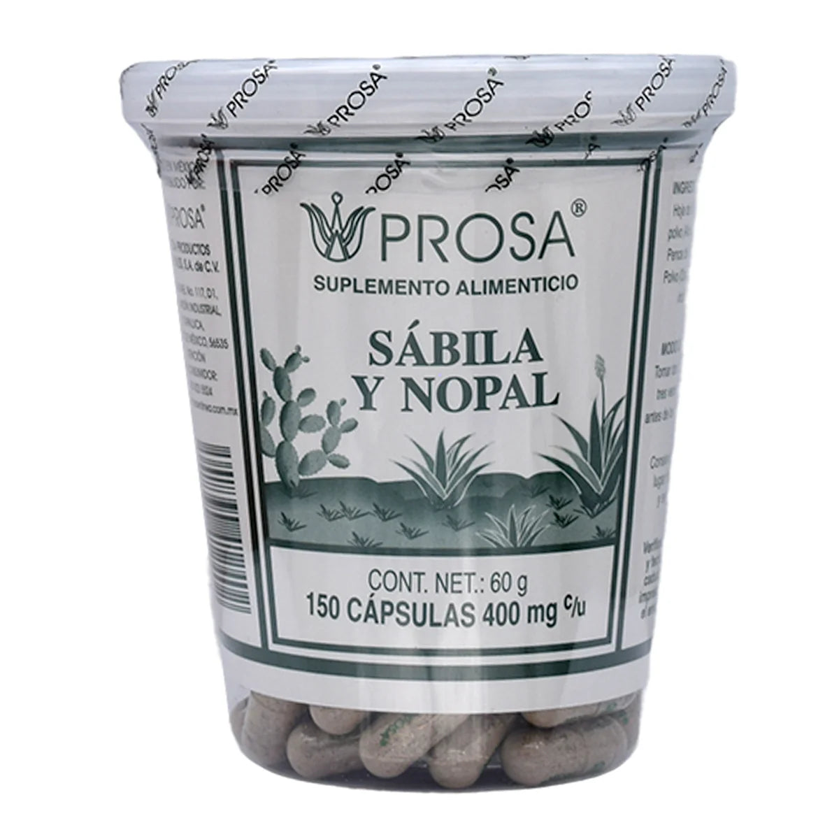 Sábila y Nopal Prosa 150 Cápsulas | Suplemento Digestivo y Control de Glucosa