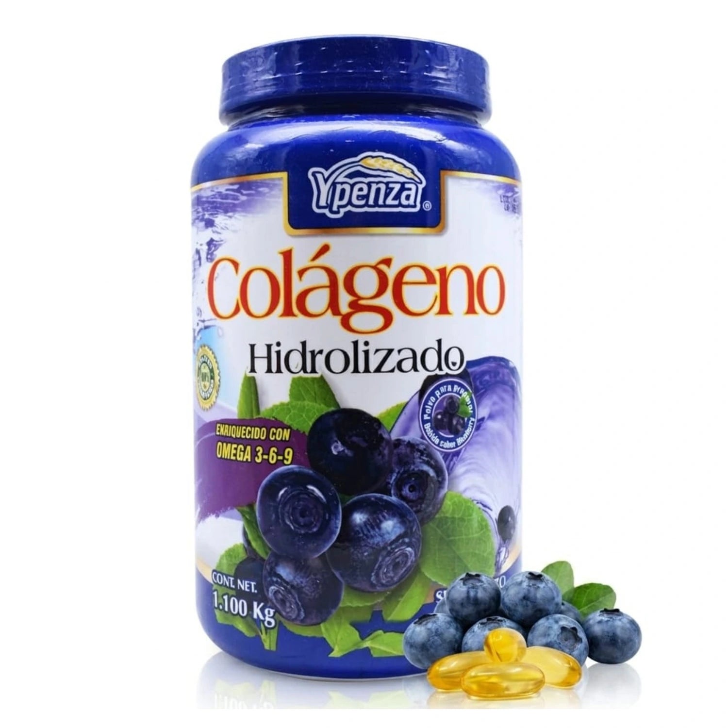 Colágeno Hidrolizado Ypenza sabor Blueberry con Omega 3-6-9