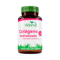 Frasco ámbar de 120 tabletas de Colágeno Hidrolizado Vidanat con tapa verde y etiqueta rosa, sobre fondo blanco