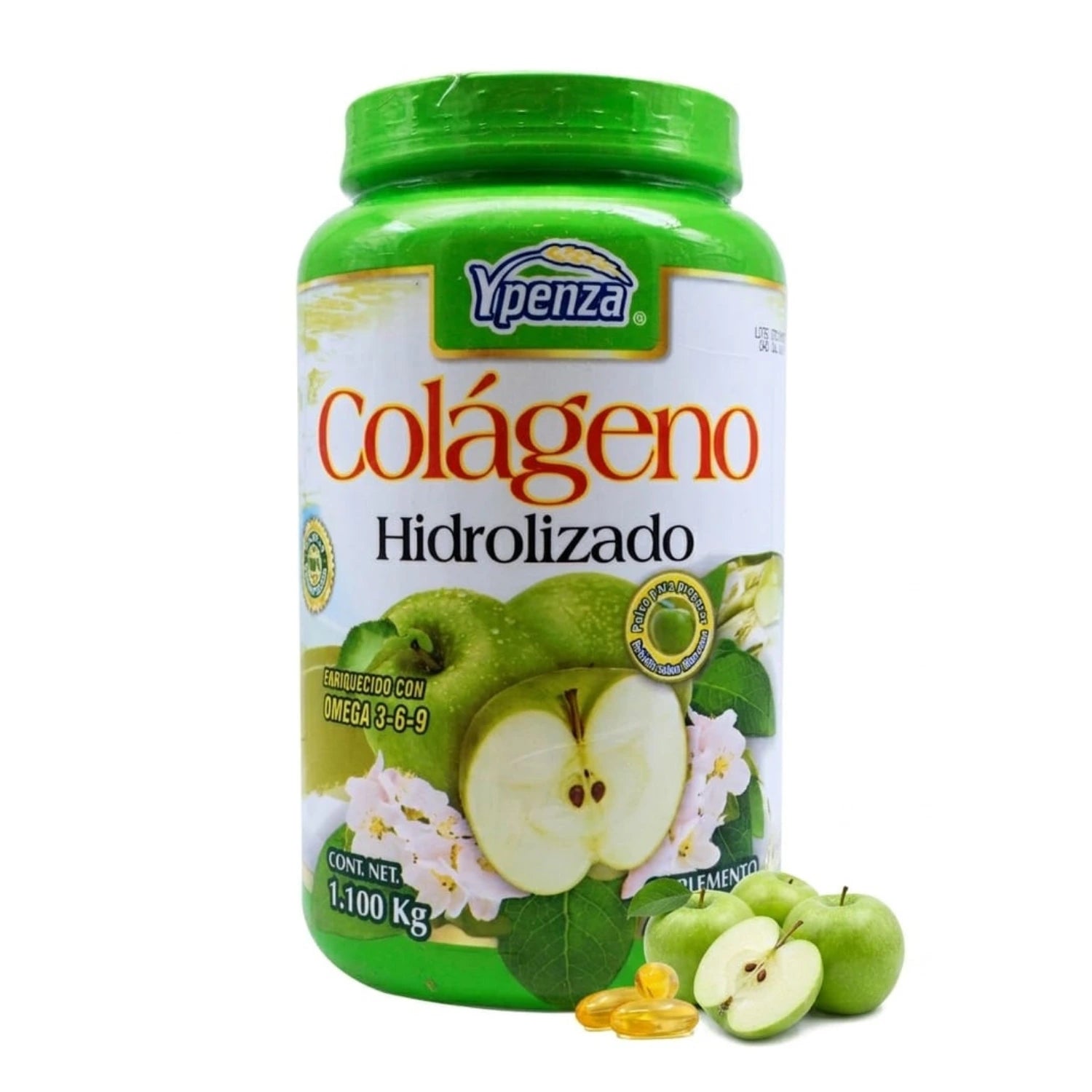 Colágeno Hidrolizado Ypenza sabor Manzana con Omega 3-6-9