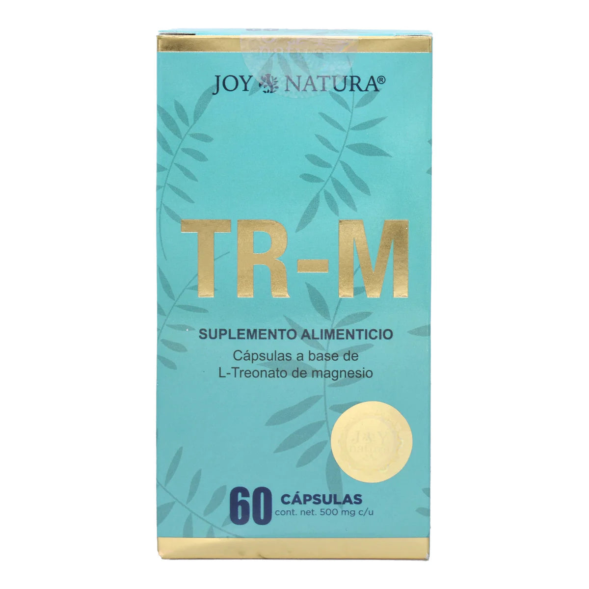 Caja de TR-M Joy Natura a base de L-Treonato de Magnesio, suplemento alimenticio, presentación de 60 cápsulas.