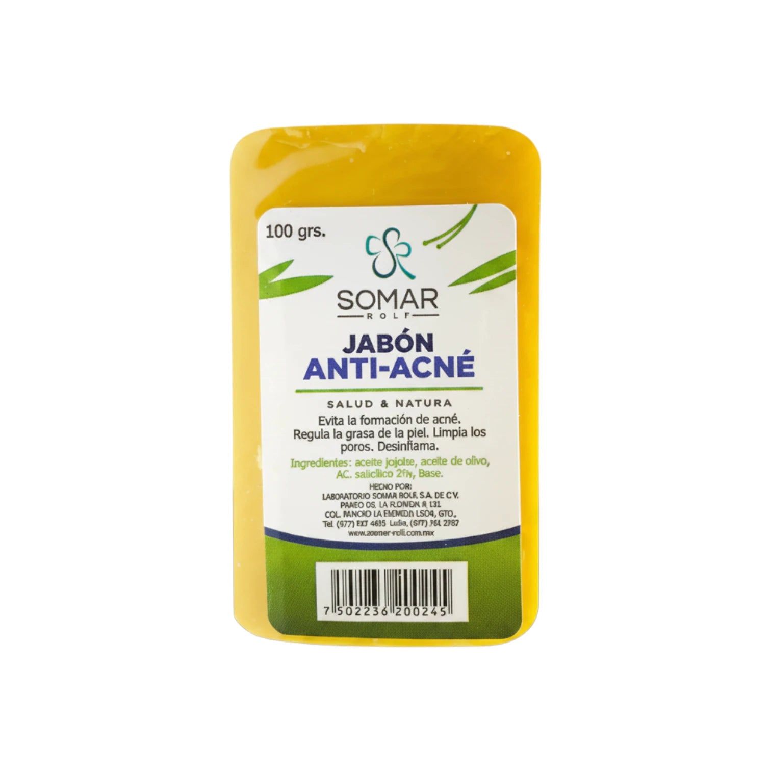 Barra de Jabón Anti-Acné Somar, presentación de 100 g.
