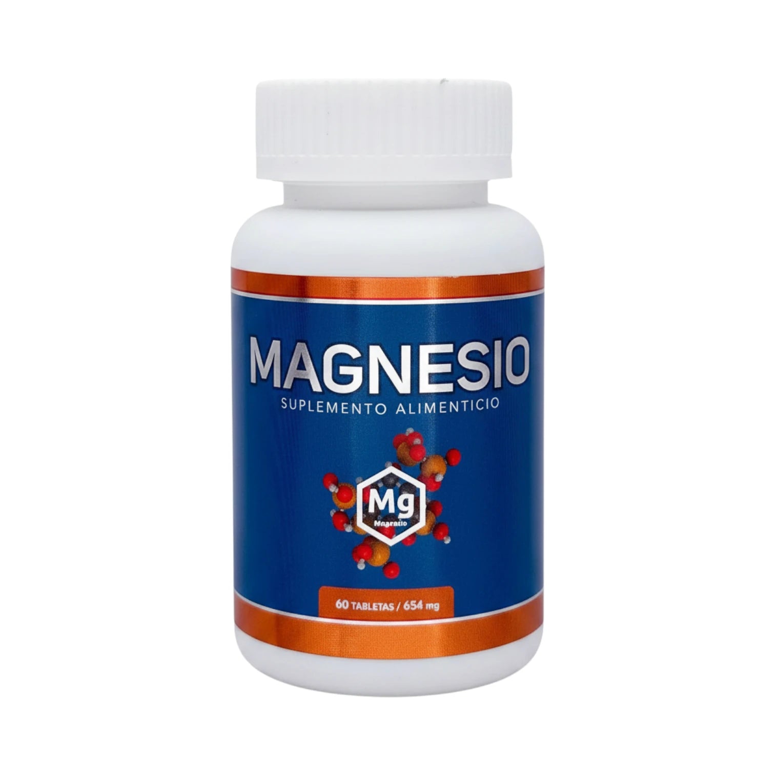 Magnesio, suplemento alimenticio, 60 tabletas de 654 mg c/u.