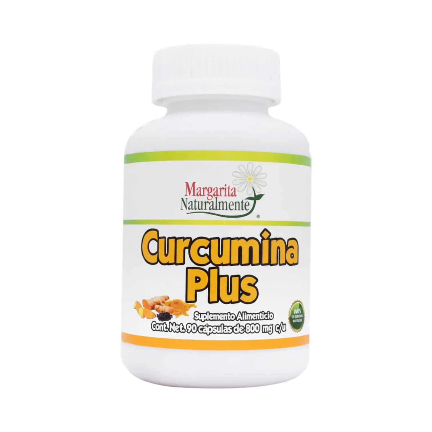 Curcumina Plus, suplemento alimenticio, 90 cápsulas de 800 mg c/u.