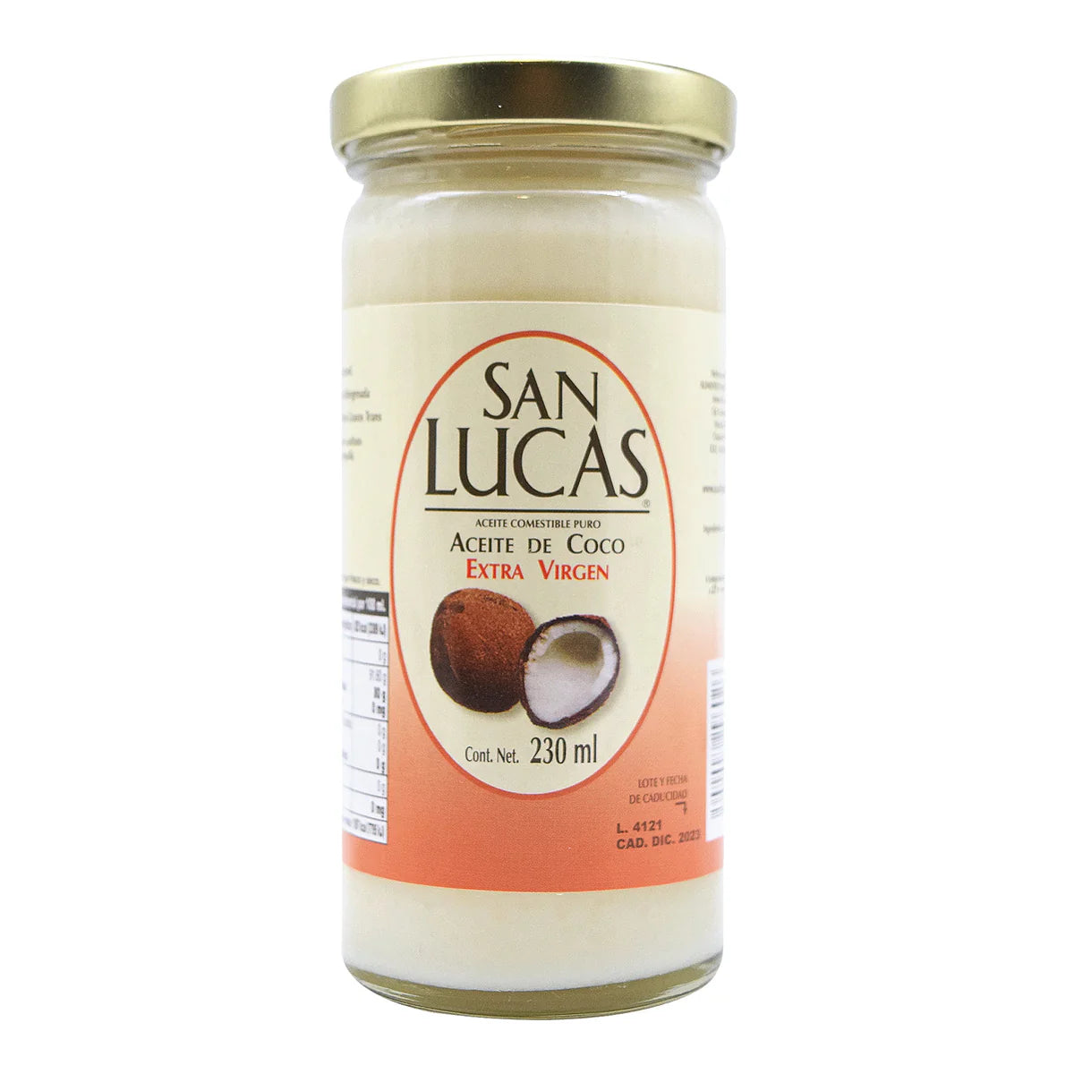 Aceite de Coco Extra Virgen San Lucas - Puro y Sin Grasas Hidrogenadas (Disponible en 230ml y 450ml)