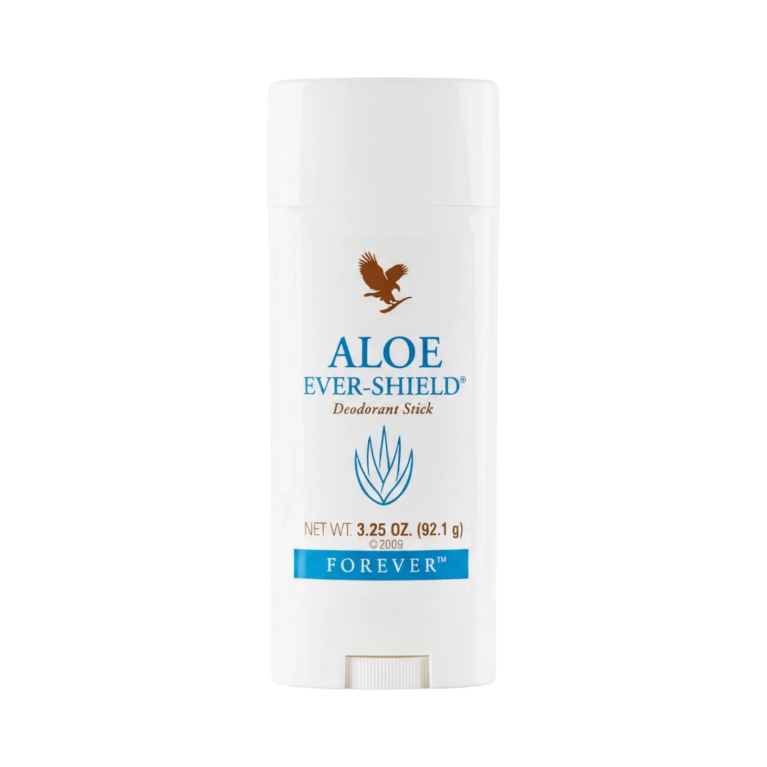 Barra blanca de Desodorante Aloe Ever-Shield Forever de 92.1 g con logo de águila, sobre fondo blanco