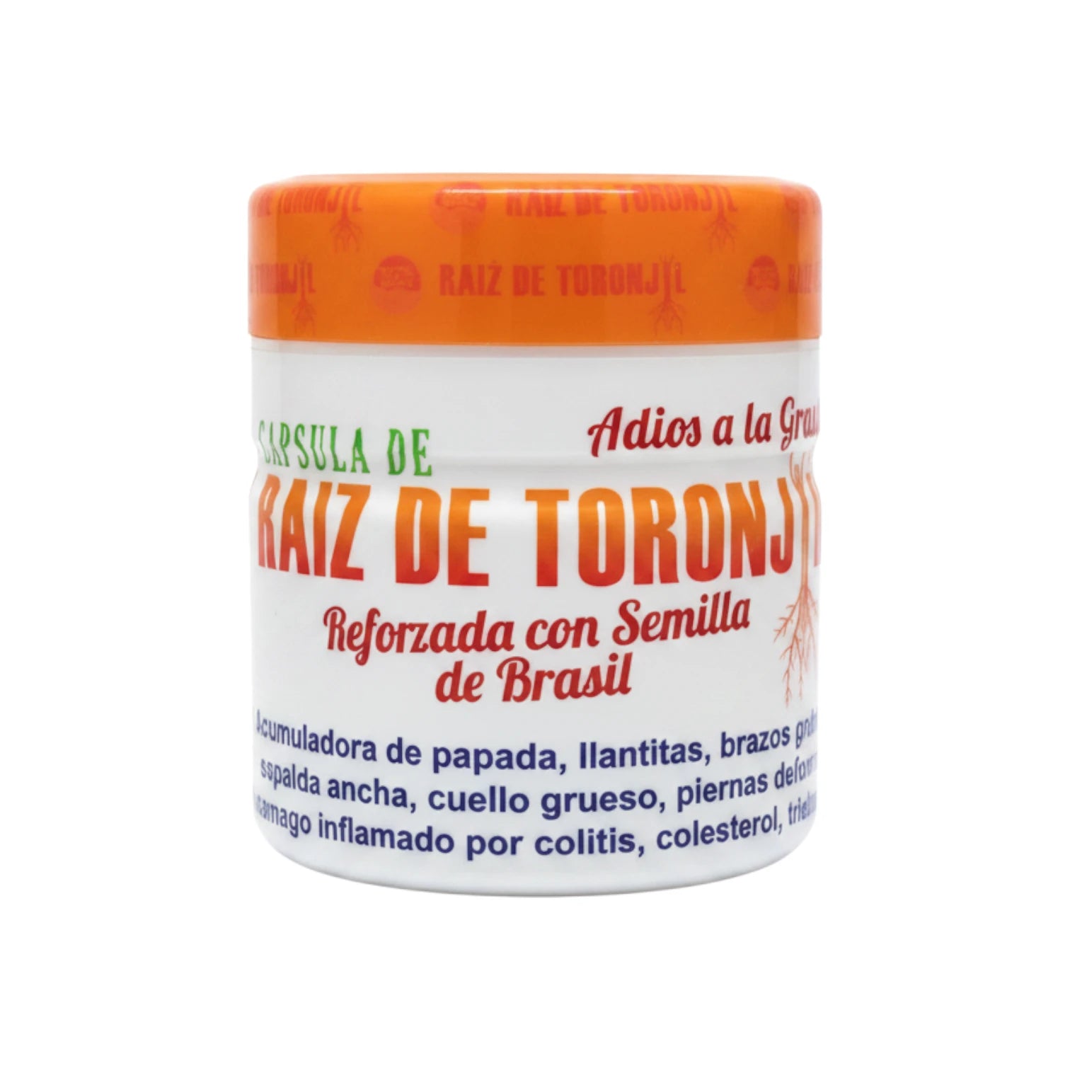 Frasco de cápsulas de Raíz de Toronjil reforzado con Semilla de Brasil, complemento alimenticio.