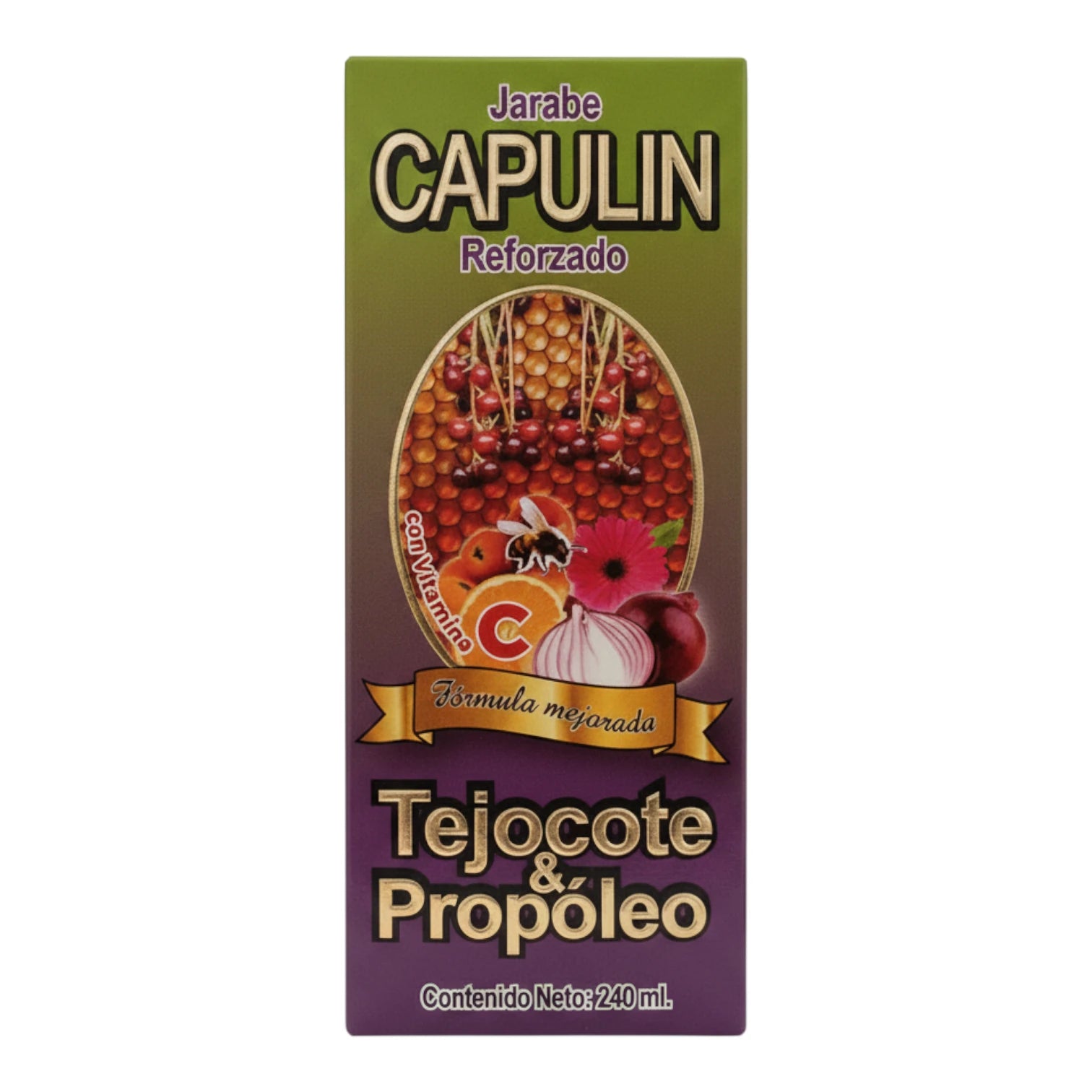 Frasco de Jarabe Capulín Reforzado, complemento alimenticio de 240ml con tejocote y propóleo