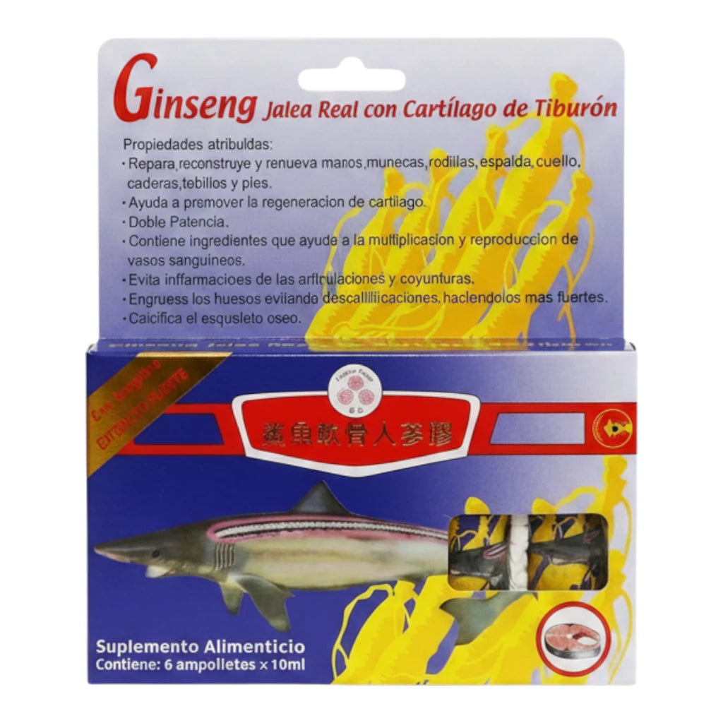 Ampolletas Ginseng Jalea Real y Cartílago de Tiburón | Suplemento Fortalecedor