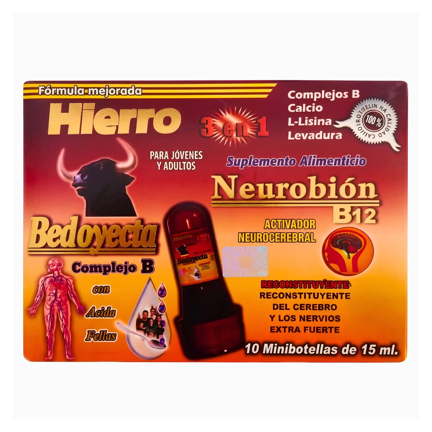 Ampolletas Hierro, Bedoyecta con Neurobión B12 - Activador Neurocerebral (10 Ampolletas)