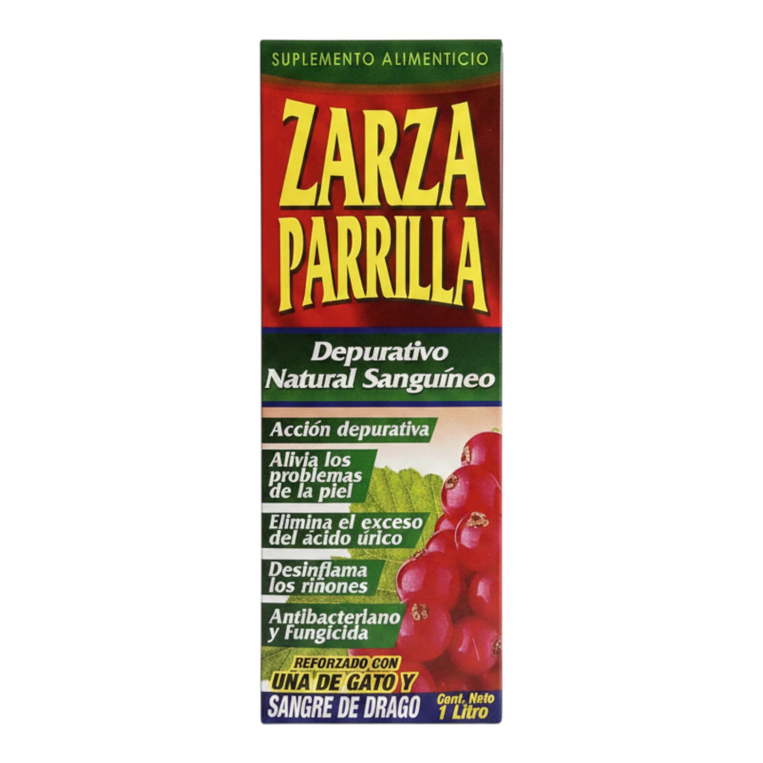 Zarzaparrilla Depurativo Sanguíneo Natural con Uña de Gato y Sangre de Drago 1L