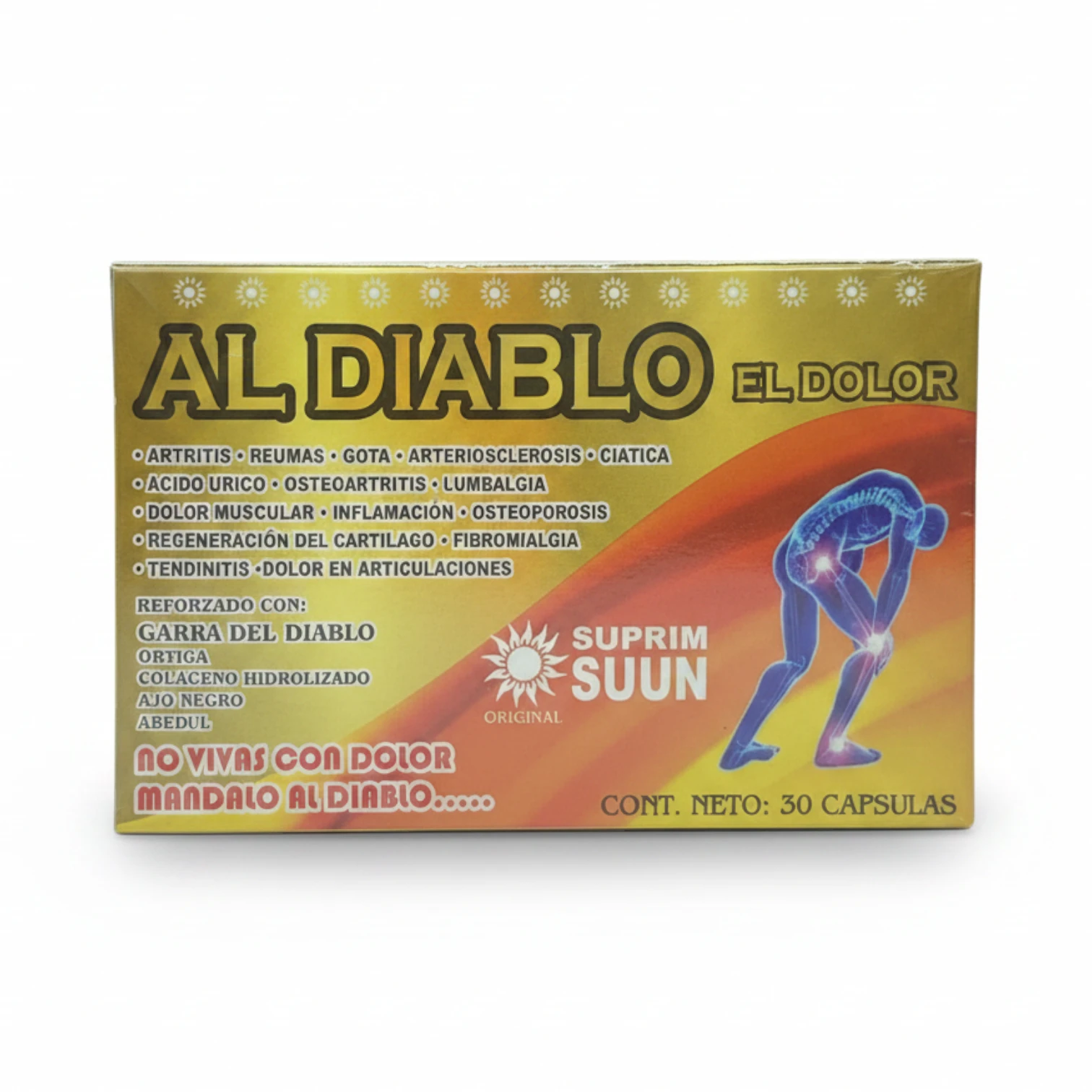 Al Diablo el Dolor – Suplemento Natural para Artritis y Dolor Articular (30 Cápsulas)