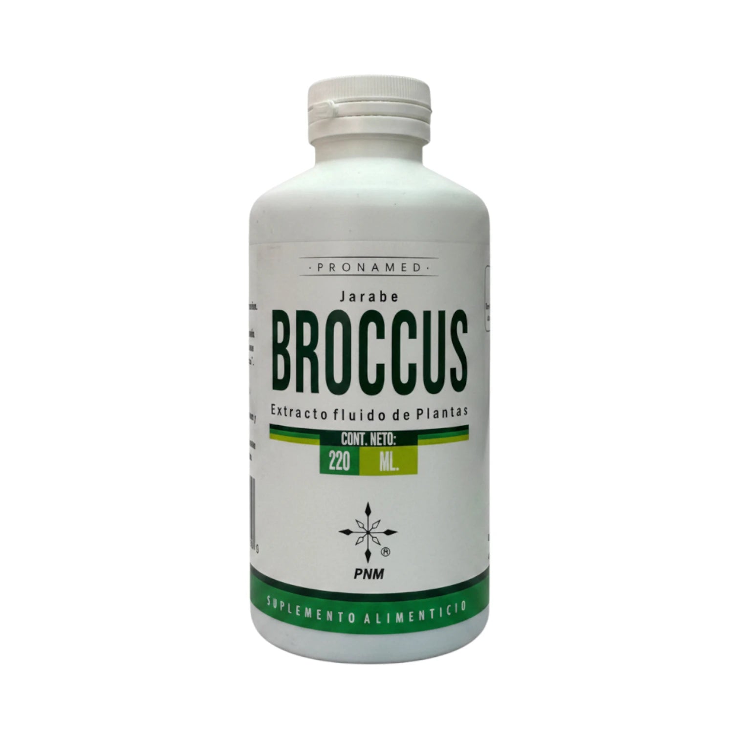 Frasco de Jarabe Broccus Pronamed, extracto fluido de plantas, presentación de 220 ml.