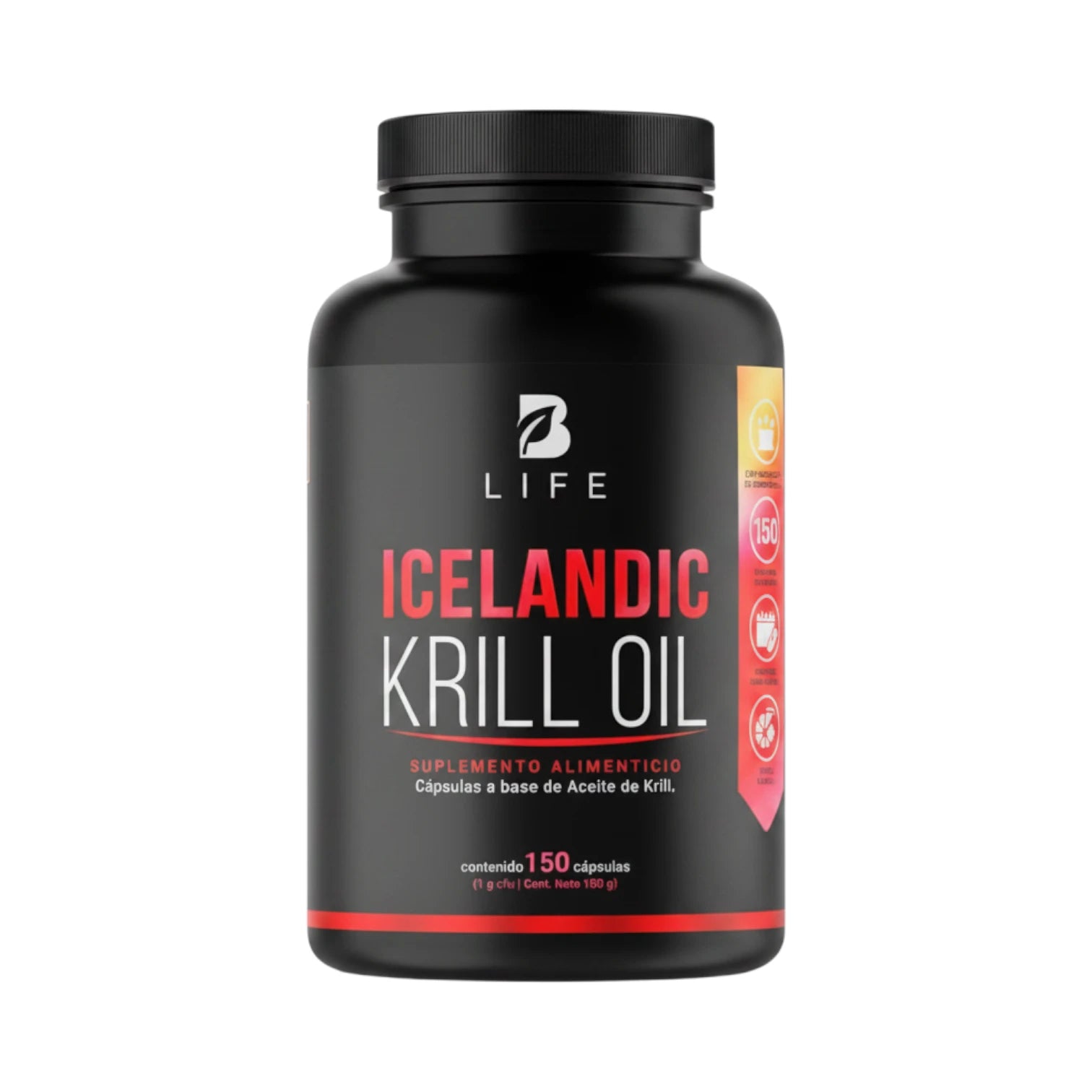 Frasco de Icelandic Krill Oil B Life, aceite de krill de alta calidad, 150 cápsulas.