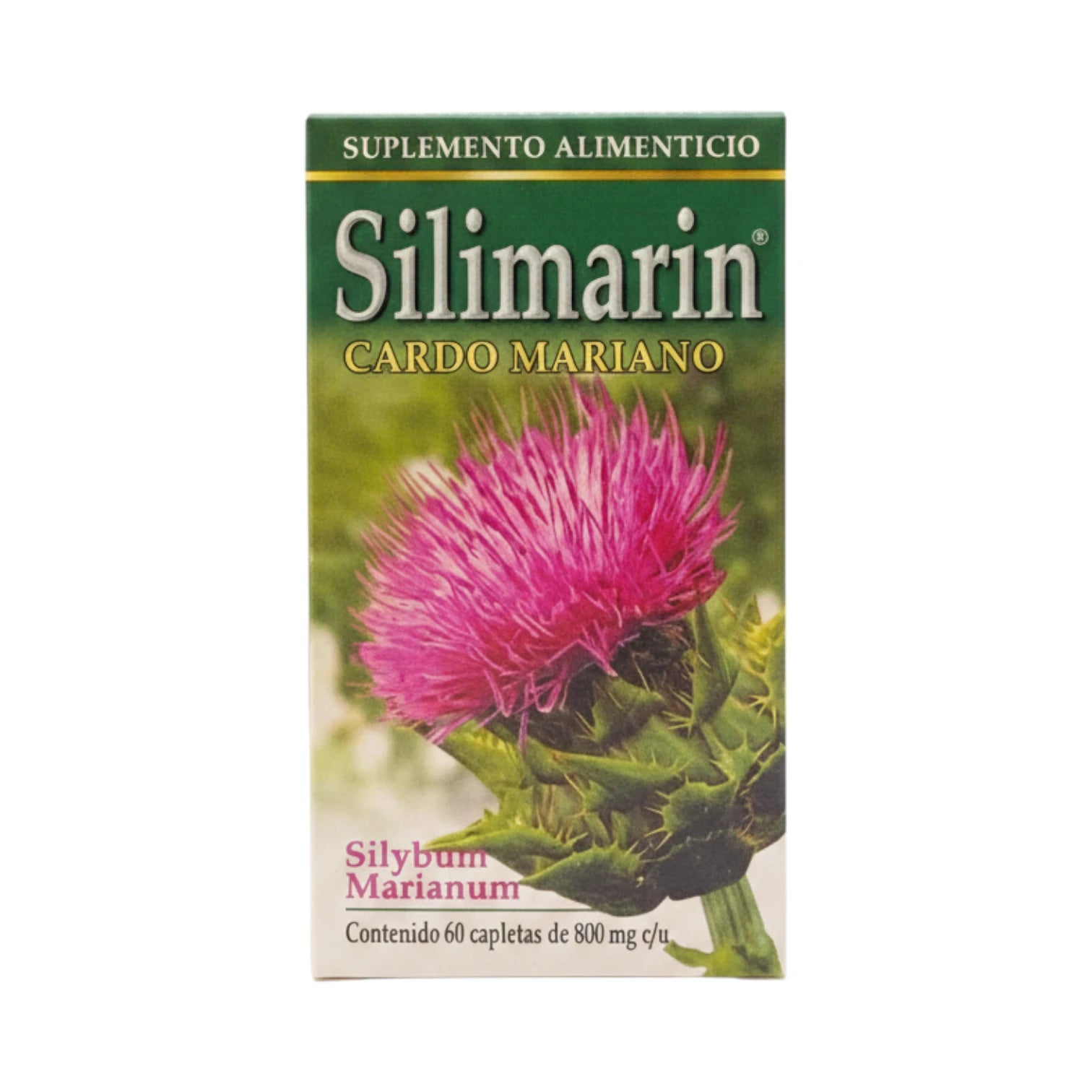 Silymarin Cardo Mariano, suplemento alimenticio, 60 capletas de 800 mg c/u.