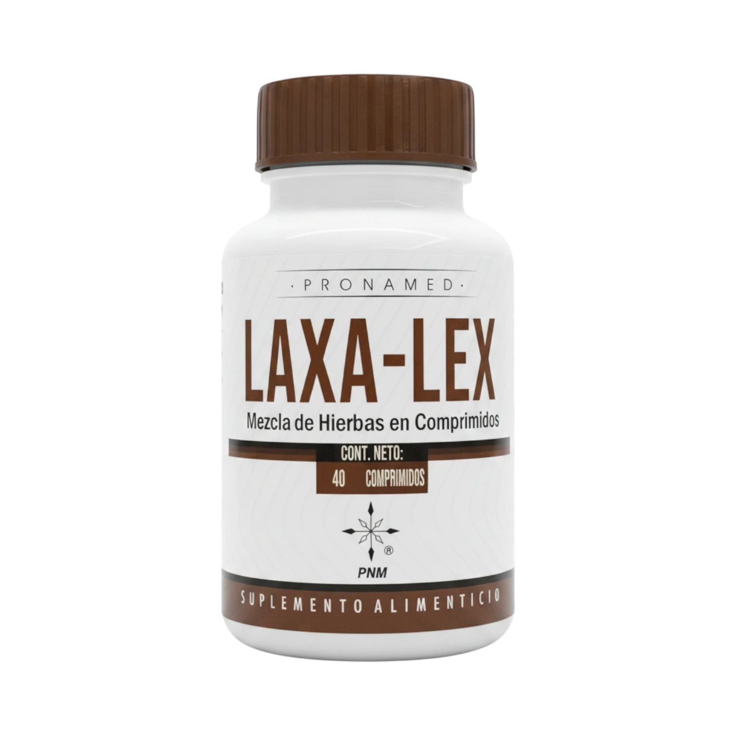 Frasco de Laxa-Lex Pronamed, mezcla de hierbas en comprimidos, presentación de 40 tabletas.