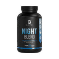 Frasco de Night Blend B Life, suplemento alimenticio a base de L-triptófano, plantas y minerales, 180 cápsulas.