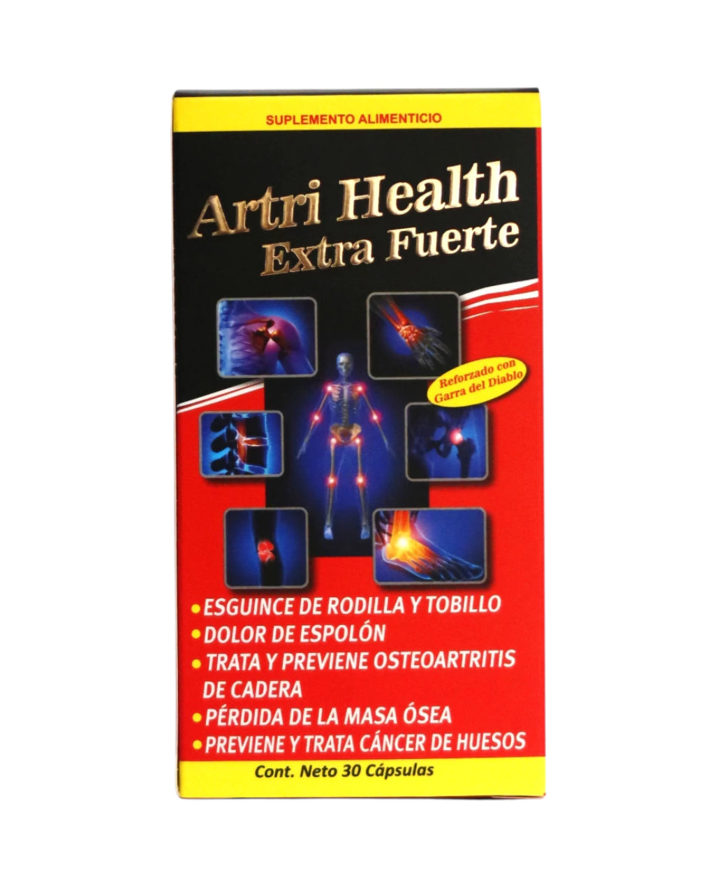 Suplemento alimenticio Artri Health Extra Fuerte de 30 cápsulas, fórmula reforzada con Garra del Diablo para ayudar a aliviar la rigidez, sensibilidad, e hinchazón en las articulaciones