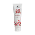 Loción de masaje Forever Aloe Heat Lotion, 118ml, fórmula con aloe vera, eucalipto y mentol para alivio muscular.