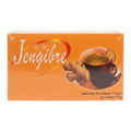 Caja naranja de Té de Jengibre con 25 sobres, ilustración de taza y raíz de jengibre, sobre fondo blanco